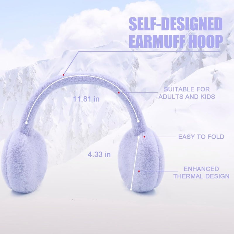 YATANAM Women Ear Muffs Winter Girls White Earmuffs Fuzzy Kids Black Ear Muff Cute Fluffy Ear Warmers Foldable Ear Covers Boy - Image 4